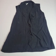 David Hollis Womens Sleeveless Buttoned Vest Size 12 Black Rayon Blend