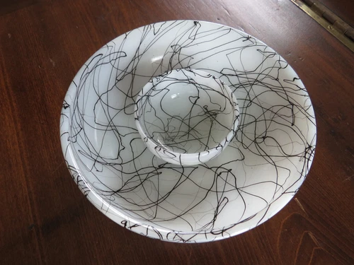 VINTAGE HAZEL ATLAS-1960s ATOMIC BLACK DRIZZLE STRING SERVER PIECES