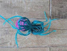 Aurora Teal Fascinator Clip | Wedding Ascot Races Feather Swirl Occasion