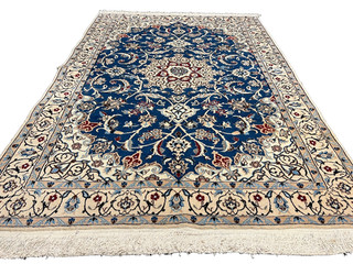 Hand knotted Oriental carpet Nain with silk 190 x 130 cm rug carpet living room