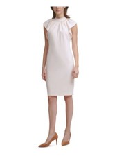 CALVIN KLEIN Womens Ivory Ruffle Cap Sleeves Above The Knee Sheath Dress 6