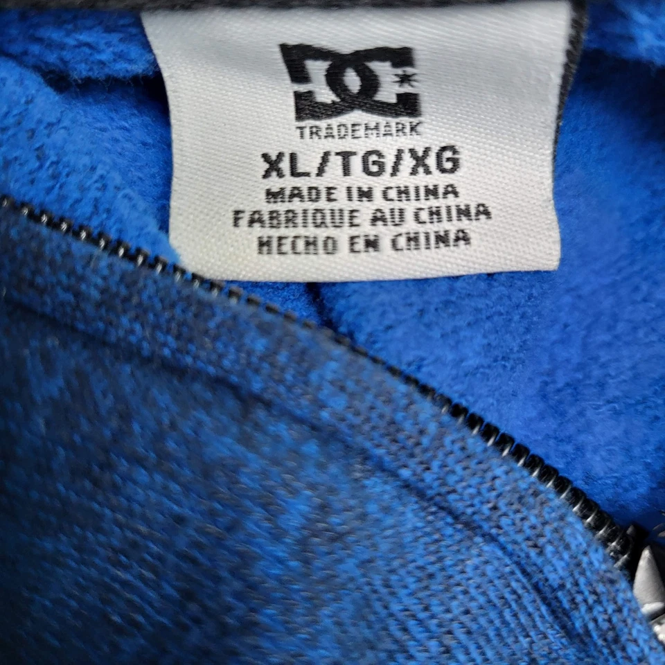 DC Men Hoodie XL Blue Logo Embroidery ADYFT03033 Zipper Long Sleeve - Image 3 of 4