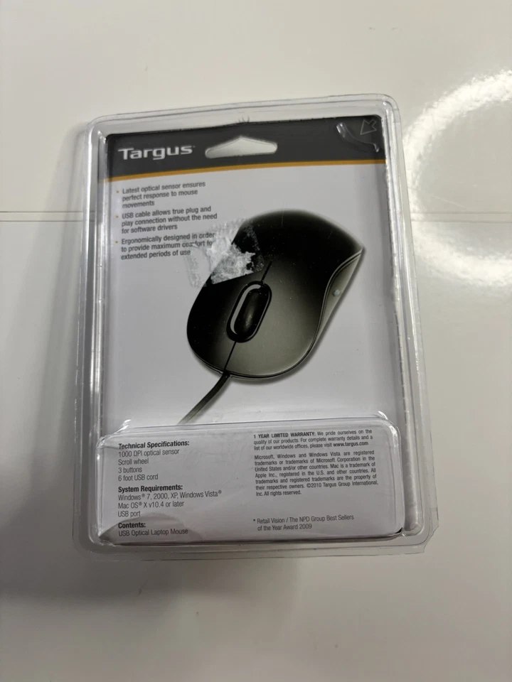 Targus USB Optical Wired Laptop Mouse Matte Black Brand New Sealed NIB - Image 3 of 4