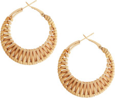 Boho Handwoven Rattan Hoop Earrings, Lightweight Summer Beach Statement Jewelry