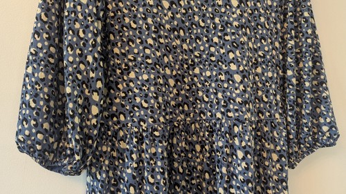 TU Blue Leopard Print Peplum Dress Size 10 Petite - Picture 10 of 12