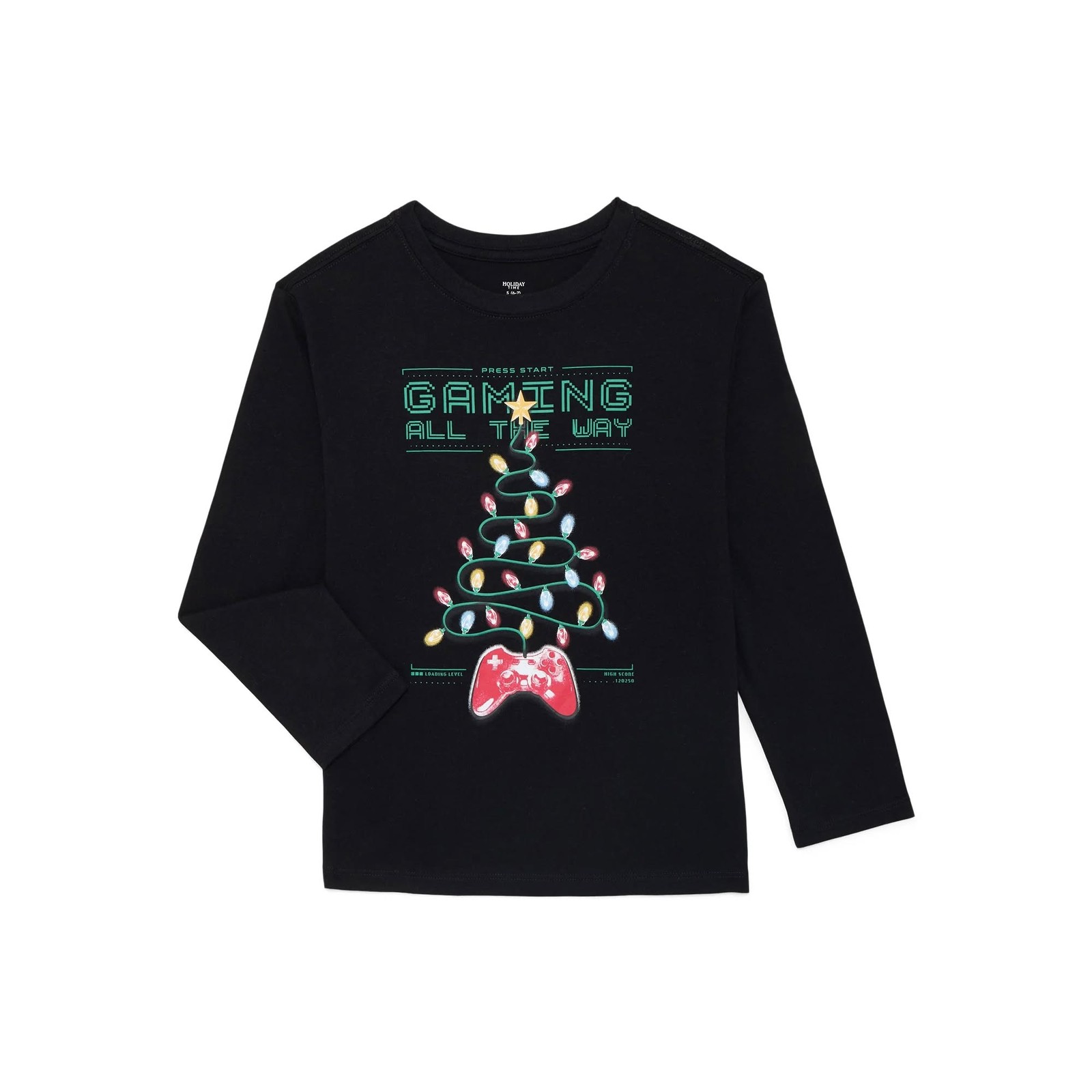 Holiday Time Boys Christmas Long Sleeve Graphic Tee Gaming All The Way S (6-7)