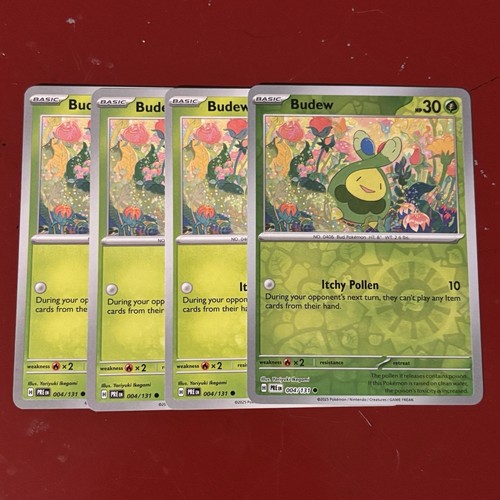 pokemon tcg budew 004/131 lot of (4x) cards - reverse holo & base