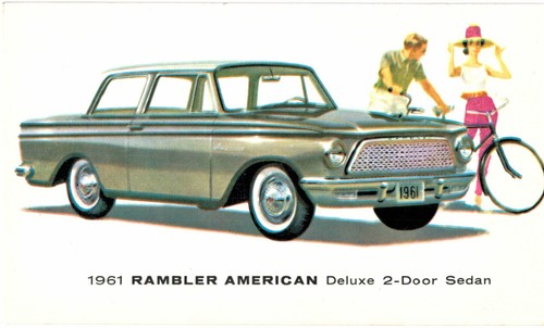 1961 Original Postcard Rambler American Deluxe 2-Door Sedan