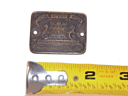 Vtg Nash Seaman Factories Quality Bodies Automobile Car Emblem Badge Brass Tag