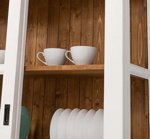 Vitrine Vitrinenschrank Schrank mit Schiebetüren 3 Seiten Glas Landhaus Stil - Bild 4 von 7