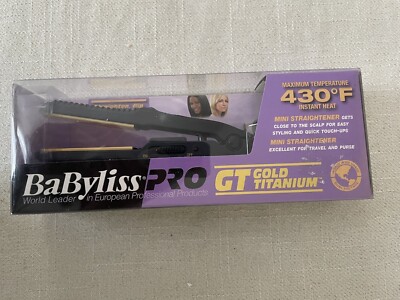 NEW Babyliss PRO GT Gold Titanium Mini Straightening Iron 5/8 inch - BABGT3052