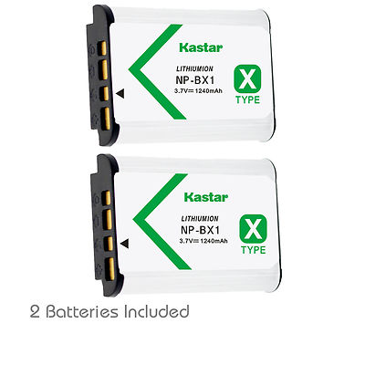 2x Kastar Battery for Sony NP-BX1 HDR-AS30V AS100V AS100VR CX240 MV1 PJ275