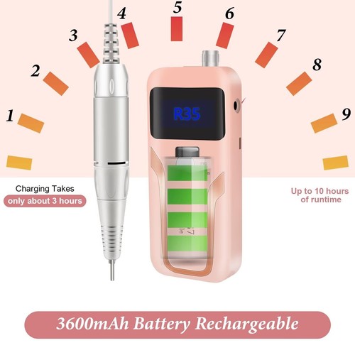 DELIFO Nail Drill Rechargeable 35000RPM File Machine with LED for Acrylic - Picture 6 of 8