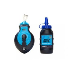 OX Pro Aluminium KvLar 30m Chalk Line Reel & Blue Chalk Refill