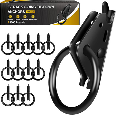 12 Pack E-Track O-Ring Tie-Down Anchors for Secure Motorcycles, Cargo Loads, Bik