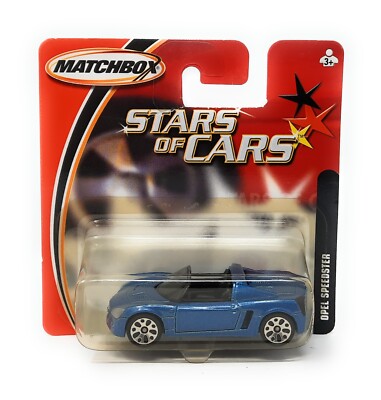 Matchbox Superfast Opel Speedster blau. Stars of Cars Germany. kurze Karte