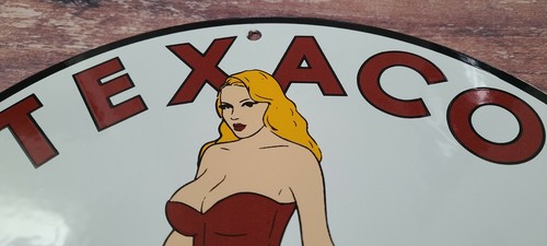 VINTAGE TEXACO GASOLINE PORCELAIN MILITARY SERVICE BOMBSHELL AIRPLANE GAS SIGN - Picture 10 of 11