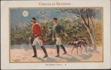 CHROMO ANCIEN PUBLICITAIRE CHOCOLAT BESNIER-UNE CHASSE A COURRE/CHIENS/COR