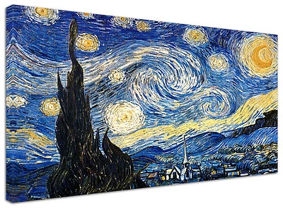 CASA Quadro Moderno Van Gogh Notte Stellata L120 Arredamento Arte Arredo Stampa Tela