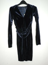 Missguided velvet plunge long sleeve bodycon dress Navy Size UK 8 DH002 ii 15