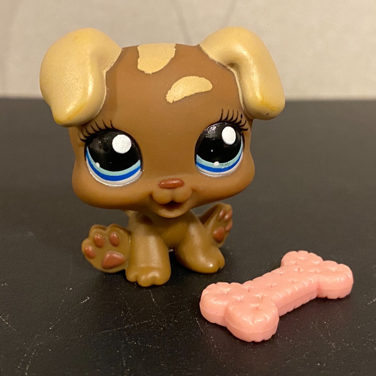 Authentic Littlest Pet Shop #1052 Brown chocolate boxer puppy dog