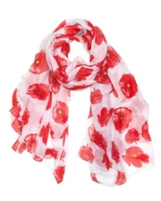 Wrapables Lightweight Poppy Floral Print Long Scarf
