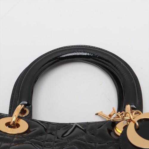 Dior Lady Dior Cannage Patent Leather Black Top Handle Bag **EBAY LIVE - Picture 8 of 9