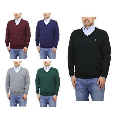 Polo Ralph Lauren Washable Merino Wool Men's Solid V-Neck Sweater