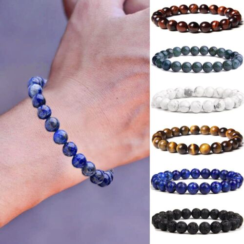 5Pcs 8mm Stone Gemstones Beaded Bracelet Healing Crystal Stretch Beaded Bracelet - Bild 2 von 8