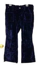 Vintage 70's Wrangler NAVY BLUE Velvet Bell Bottom Pants Size Jr 15 NEW