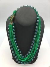 VINTAGE 50  S MULTI STRAND Beautiful Plastic BEADED NECKLACE  FN236
