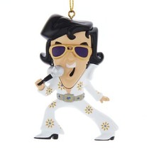 Kurt Adler Cartoon Elvis in White Jumpsuit 3.5" Christmas Ornament