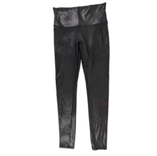 Spanx Ready to Wow Faux Leather Leggings Women's Size LARGE L Black Stretch