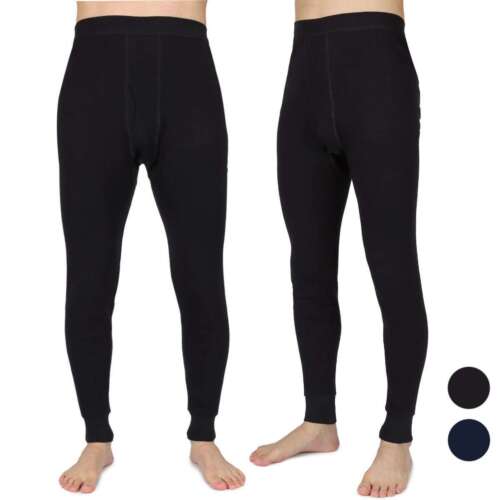 Men Winter Fleece Lined 100% Cotton Thermal Long Johns Bottom Underwear Pants - Picture 3 of 14