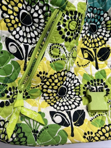 Vera Bradley Messenger LIME'S UP Lime Green Blue Yellow White, Large Book Bag - Picture 6 of 18