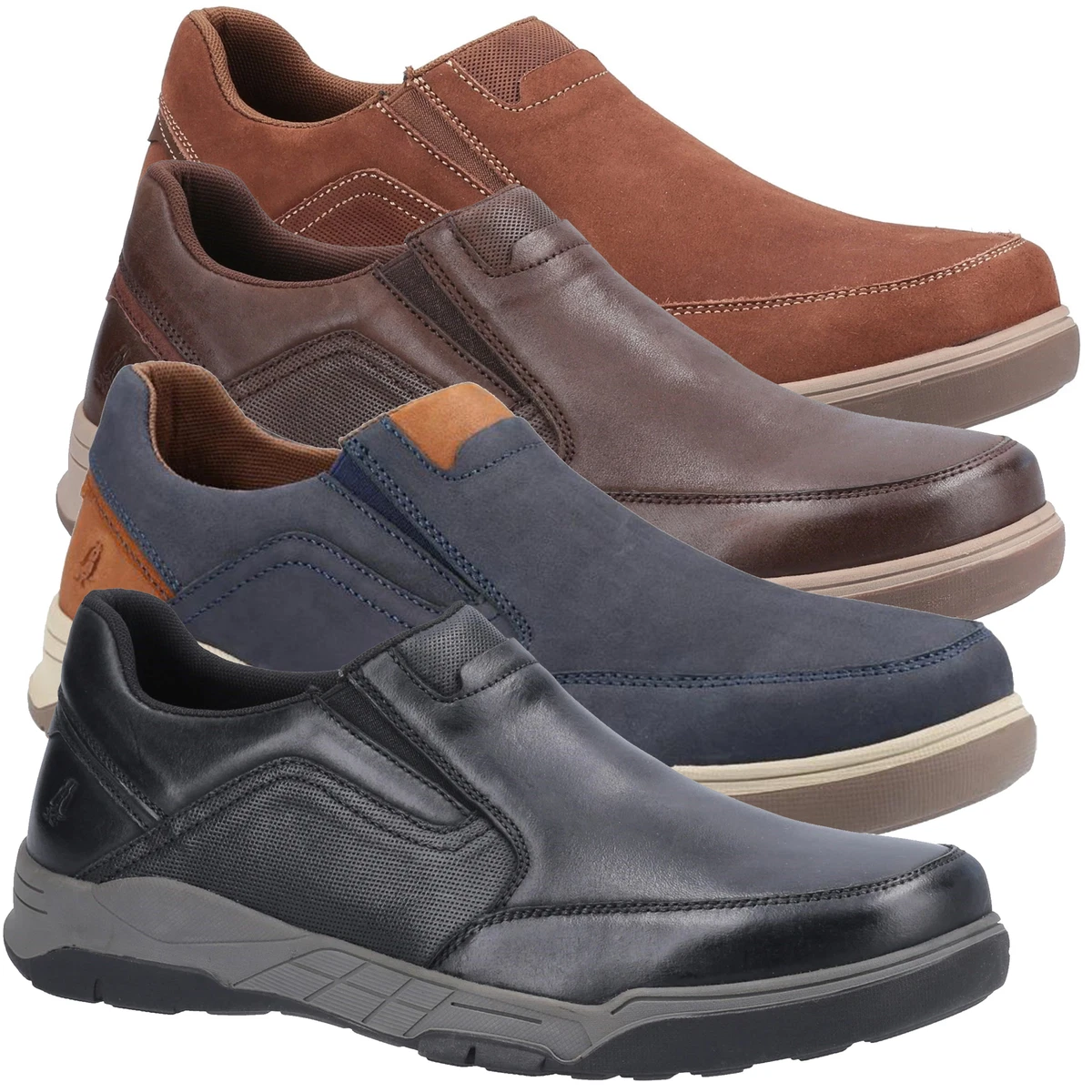 Mens Hush Puppies Fletcher Casual Slip On Smart Leather Shoes Sizes 7 to 12