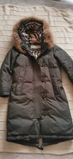100% Genuine Khaki Burberry Brit Fur Feather & Down Puffer Parka Coat Uk 12 M