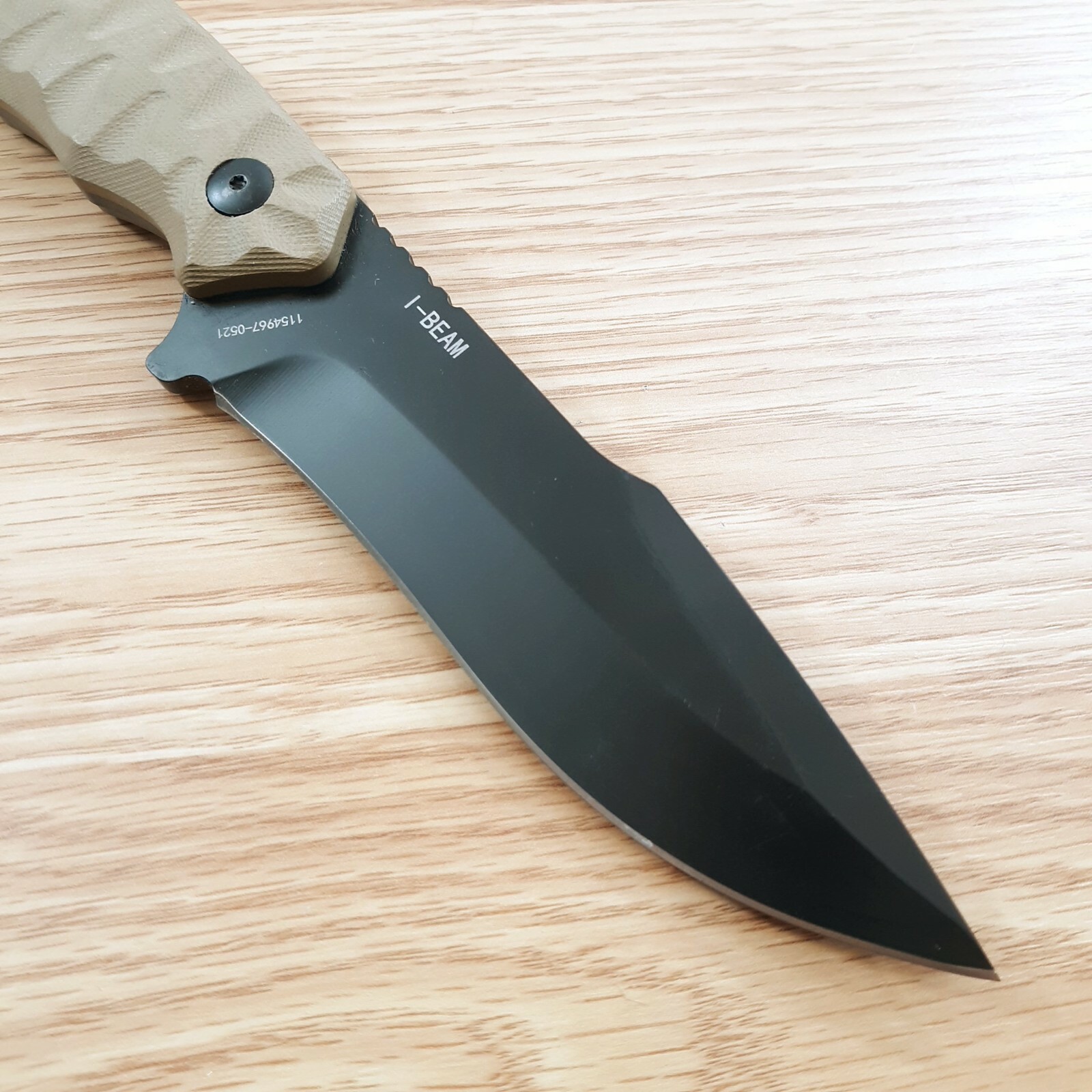 Schrade IBeam Fixed Knife 5 AUS8 Steel Full Tang Blade Tan Sculpte