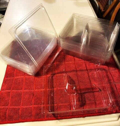 (10) Clear Divided Containers w/ tight lids Food Lunch Snack or Drawer Organizer