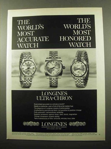 1969 Longines Ultra-Chron Watch Ad 