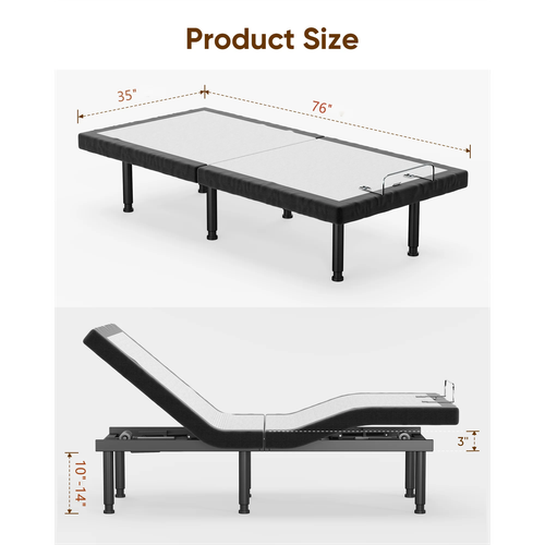 Upgraded Adjustable Bed Frame Electric Metal Bed Base Backlit Remote Quiet Motor - 第 43/52 張圖片