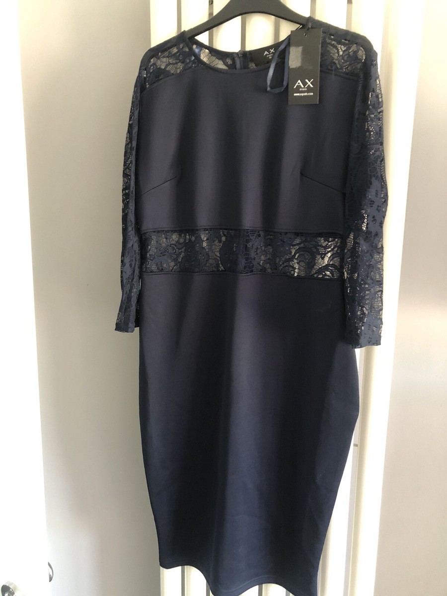 Bnwt Ax Paris Navy Blue Lace Midi Dress Size 16 | eBay UK