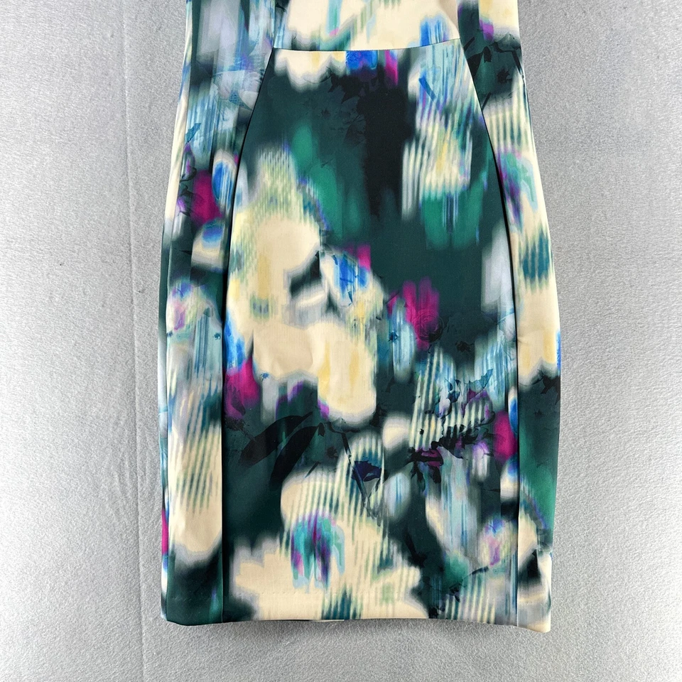 Calvin Klein женское платье 4 синий обтяжку коротким рукавом цветочный абстрактный резинке - Изображение 4 из 4