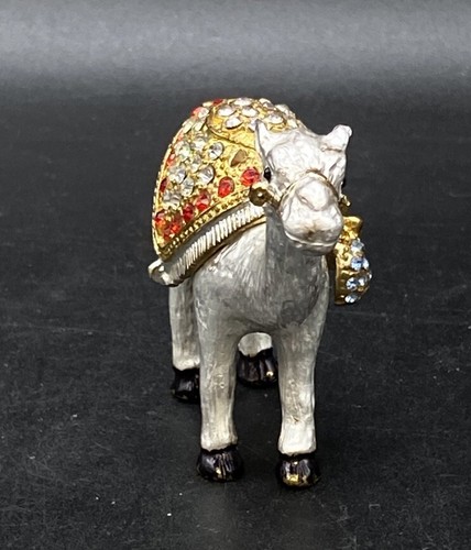 Jeweled Enamel Camel with Hump Trinket Box Vintage - Picture 3 of 9