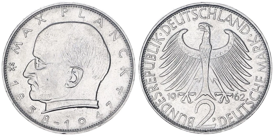 BRD  2 DM 1962 F Kursmünze Max Planck prägefrisch   118949 - Bild 1 von 1