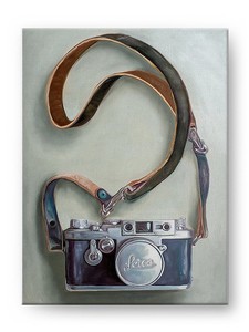 vintage film camera artist signed oil painting gallery mounted