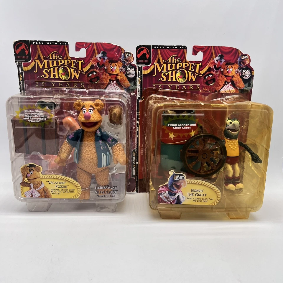 Juego de 2 figuras de acción The Muppet Show 25 años serie 2 Fozzie y Gonzo daños Foto 2 de 4