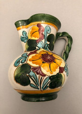 Vintage Krug Karaffe aus Keramik mit Blumenmustern, Handarbeit 19,5cm gro&szlig;