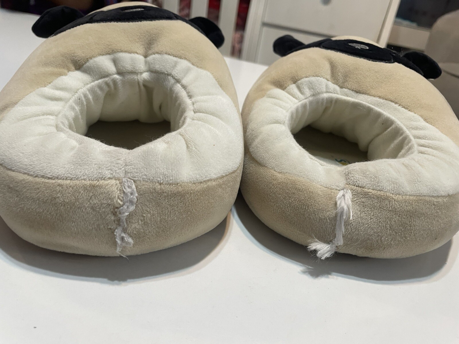 Squishmallows Kids Slippers Plush Pug Dog Tan Size 13-1 image 5