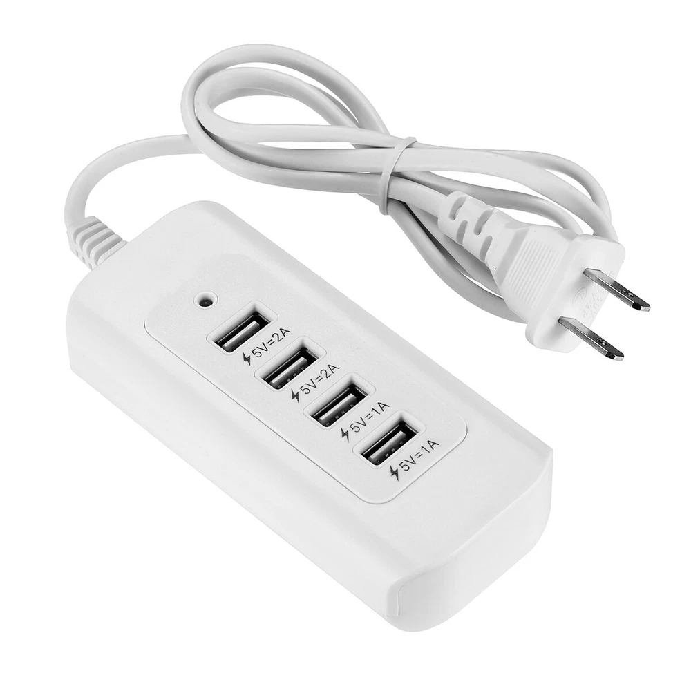 4 Multi-Port USB Hub Wall Charger Fast Charging Station for Desktop Cellphone US